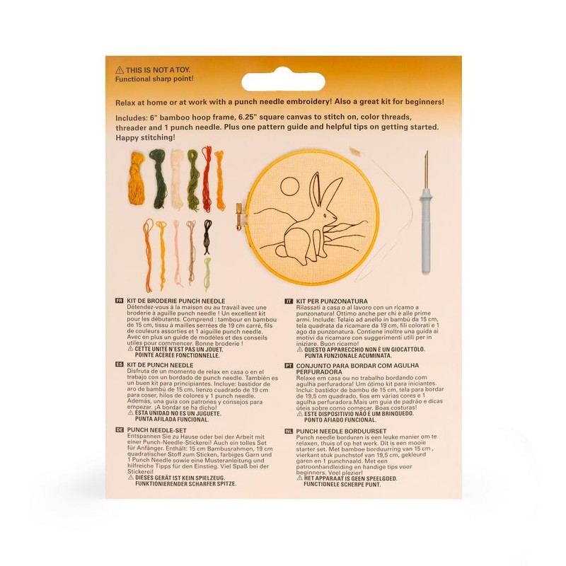 Kikkerland Punch Needle - Hare - Includes Everything Needed