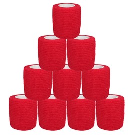 VIERSHU 10 Rollen Selbsthaftende Bandage Tape Sport Haftbandage Verband Pflasterverband Fixierbinde Elastische Selbstklebender F1r Finger Handgelenk und Sprunggelenk 5cm X 4.5m (Rot)
