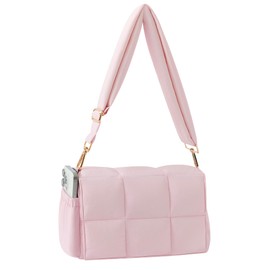 NAARIIAN Crossbody Bag for Women Quilted Puffer Purse Fashion Lightweight Travel Handbags Cute Small Shoulder Bag, Dark Pink, Small