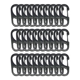 Bytiyar 30 pcs 32mm Small Paracord Carabiner Clips Metal Snap Hooks with Fixed Hole Keychain Accessories for Hanging, Black