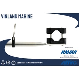 Vinland Marine Pontoon Flag Pole Kit for Ø7/8"~1-1/4" Round/Square Tubes, 304 Stainless Steel 15-1/4" Pole, Black Clamp, Pontoon Boat (no Flag, Adjustable Flag Clip, Clamp for 7/8"~1" Tubes)