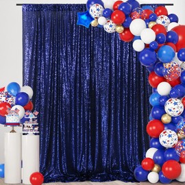 SquarePie Sequin Backdrop 10FT x 10FT Navy Blue Curtain Background for Wedding Party Decoration