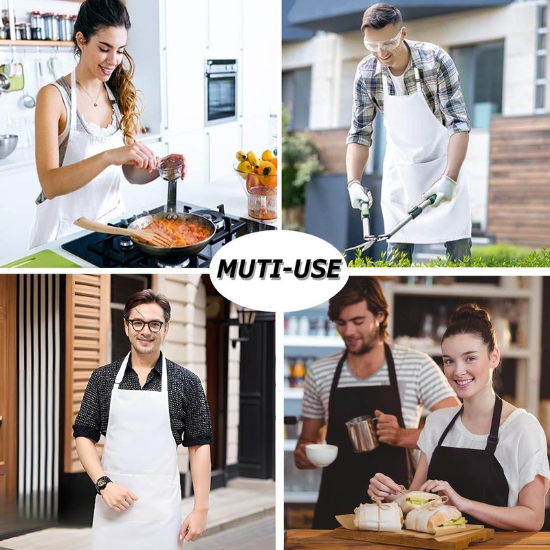 chenqi Kitchen Apron Adjustable Bib Apron with 2 Pockets, Unisex