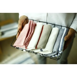 MICHIKO.LIFE Foglinenwork Kitchen Cloth, 100% Linen [Made in Lithuania] Michiko Fujiwara fog work linen (Blue 3-piece set)