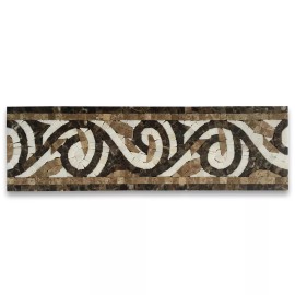 Stone Center Online B0082P Marble Mosaic Border Listello Tile Garden Emperador 4.7x15.7 Polished