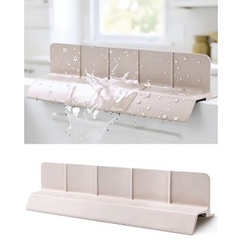 23 Inch Silicone Sink Splash Guard - Kitchen Sink Water Splash Guard with Strong Suction Cups, Removable Splash Guard for Sink, Washbasin & Bathtub - Creamy Apricot