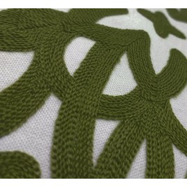 Alysheer Embroidered Decorative Throw Pillow Cover 18x18 inch, Cozy Boho Mandala Chic Knit Pattern, Soft 100% Cotton Canvas Cushion for Sofa Couch Living Room Bedroom(Olive Green)