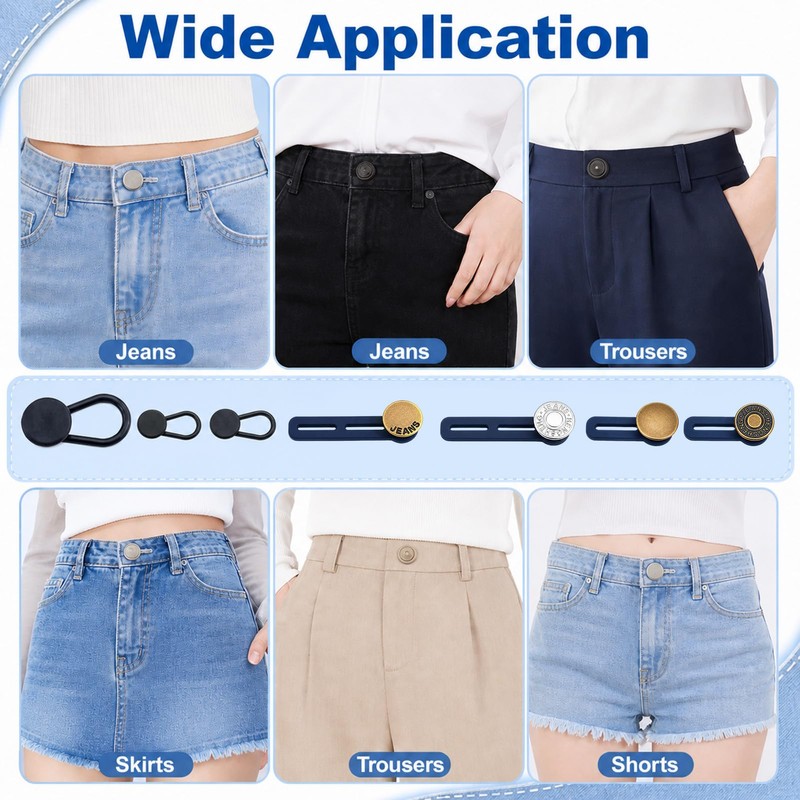 44-Pack Elastic Button Extenders for Jeans and Pants
