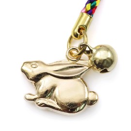 [Barzaz] Zodiac Usagi Rooting Strap Lucky Charm Chinese Zodiac Year of the Year Gold with Bell, Moonstone agate, no jewels moonstone