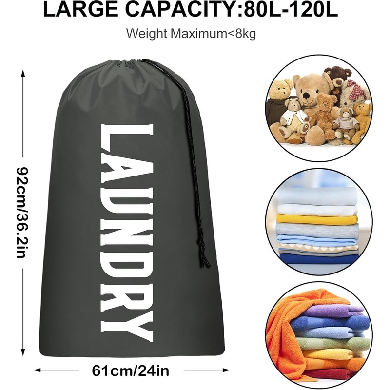 2 Pack XL Travel Laundry Bag, Heavy Duty Dirty Machine