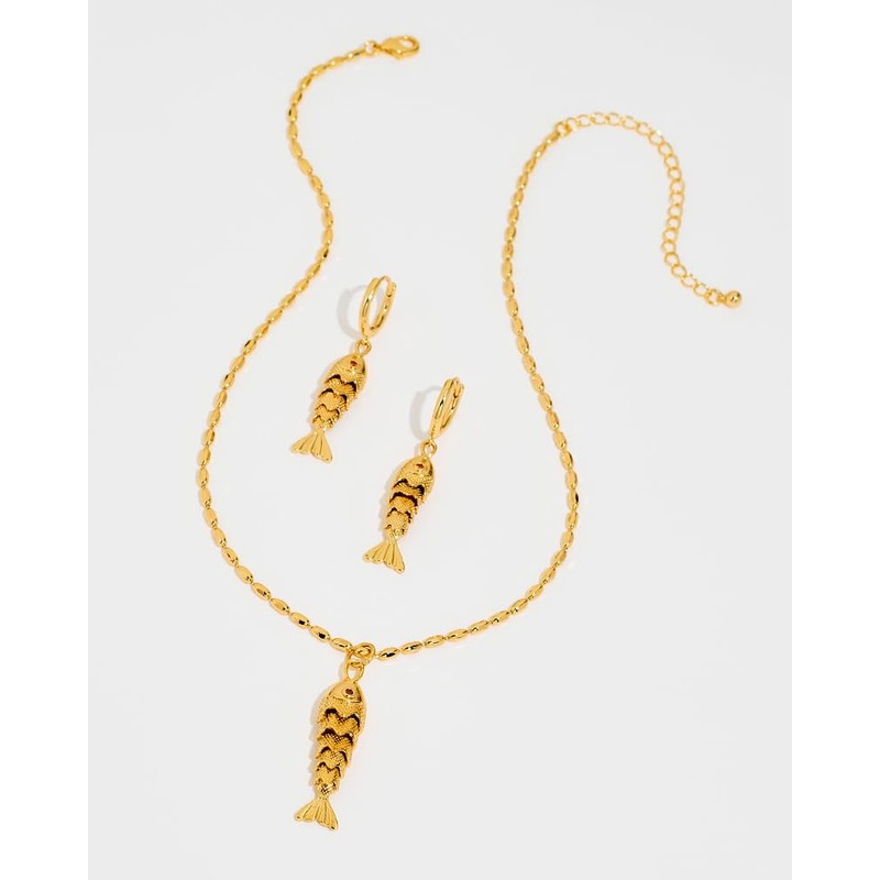 FAUTHENTICUTE 14K Gold Fish Earrings For Women Small Gold Huggie