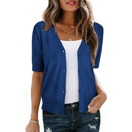 Arach&Cloz Womens Cardigans Summer 2024 Cropped Lightweight Short Sleeve Sweater Bolero Shrugs Tops Casual Dressy Trendy Plus Size Valentines Kimono Cozy Clouds Dark Blue