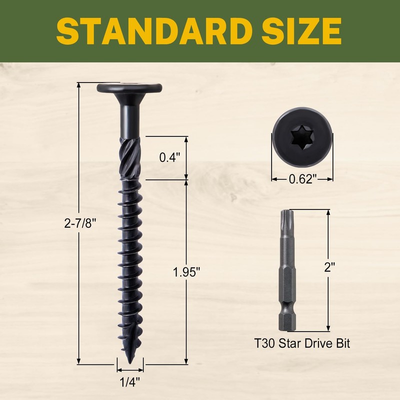 LIONMAX Structural Wood Lag Screws #14 x 2-7/8 Inch, 100-PCS,