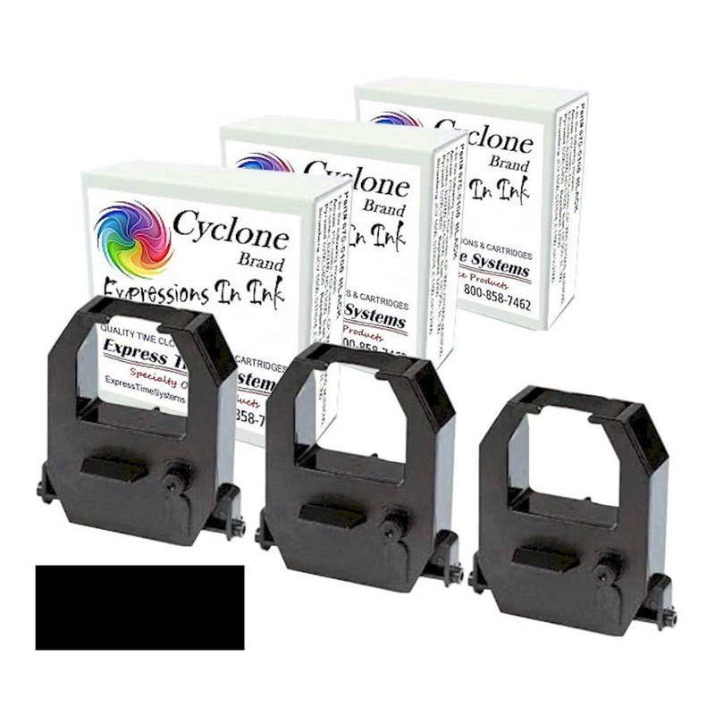 CYCLONE 3-Pack, Ink Ribbon Cartridge, Amano PIX-55, PIX-95, TCX-85-BLACK