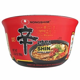 Nongshim Ramen Noodles, Gourmet Instant Ramen bowl, Premium Microwavable Noodle Soup, Spicy Shin, 3.03 Ounce (Pack of 12)