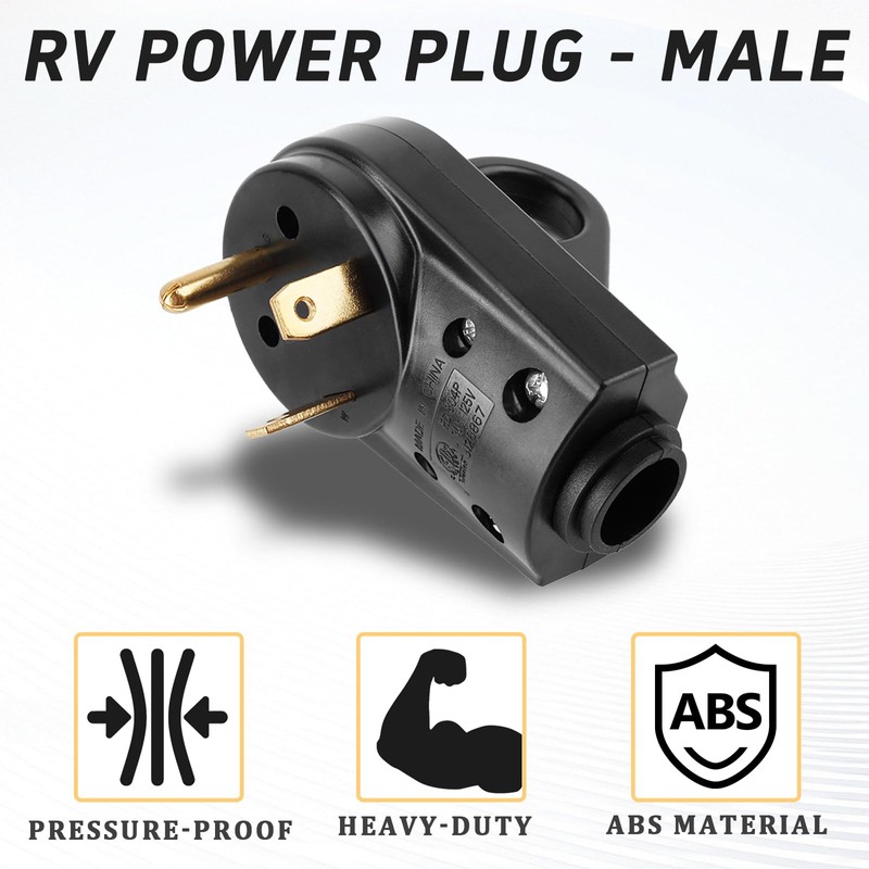 30 Amp RV Male Plug Replacement,125V ED-304P Heavy Duty RV