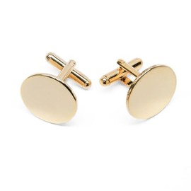 tiemart Gold Round Cufflinks