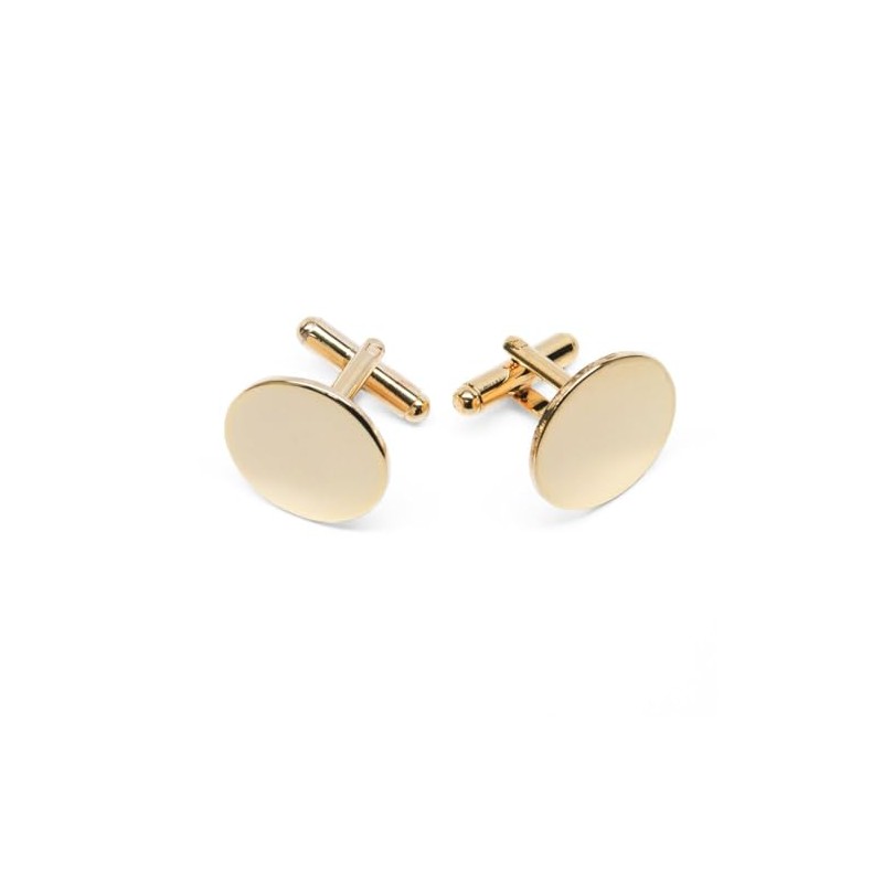 tiemart Gold Round Cufflinks