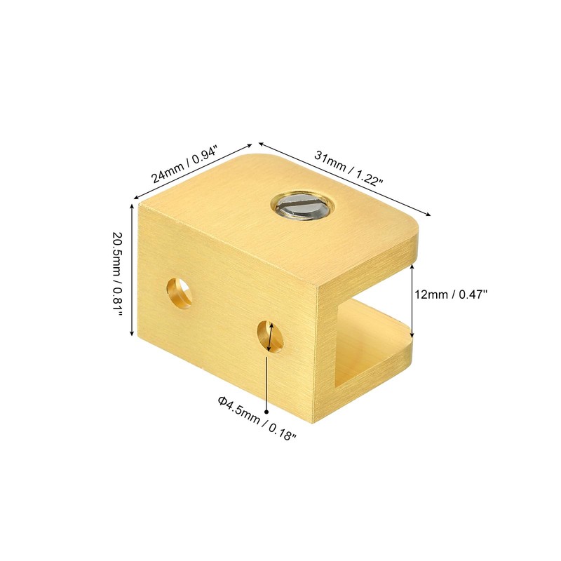 sourcing map Glass Shelf Clamp, 2Pcs Brass Glass Clamp for