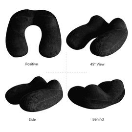MOCOCITO Travel Pillow Inflatable Neck Pillow Ergonomic Inflatable Made Washable Cushion Cover Neck Pillow Compact Ideal for Travel by Car, Plane, Train, Office, Family (Black)