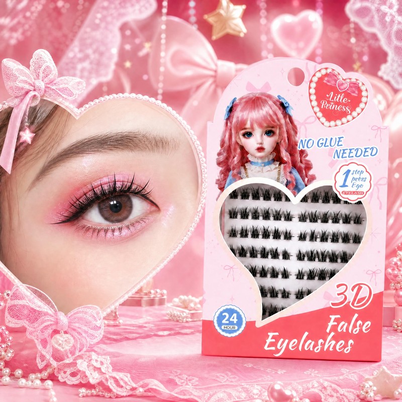 Little Princess 3D False Eyelashes - No Glue Needed Cluster