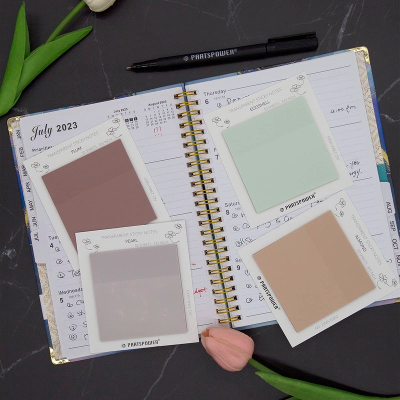 Pastel Transparent Sticky Notes, 4 Packs 3X3 Inch See Through