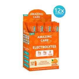 Amazing Care Sugar Free Electrolytes Powder Packets for Optimal Hydration - Orange Flavor 12 Sticks
