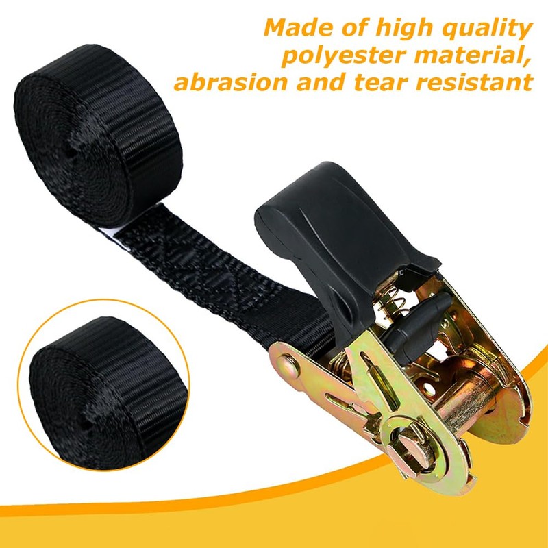 2 Pcs Ratchet Tie Down Straps with Durable Material, Adjustable