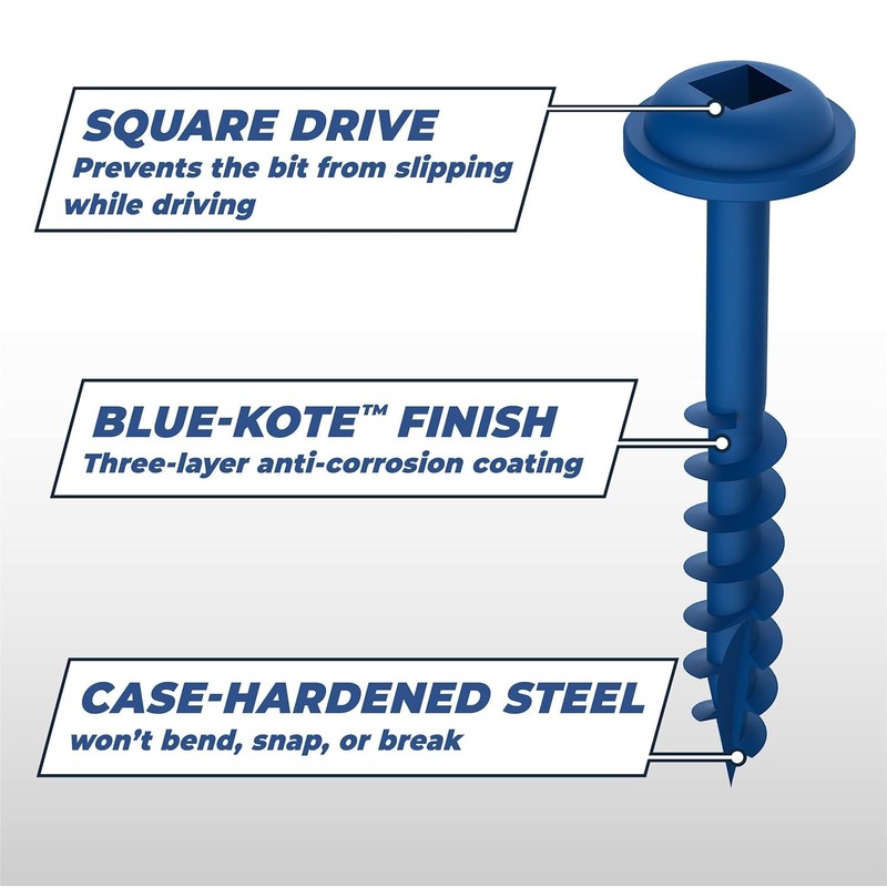 Kreg SML-C250B-50 Blue Kote Pocket Screws, 2 1/2-Inch, Coarse Thread,
