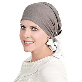 Cardani in A Snap Reversible Head Wrap Viscose from Bamboo Scarf Cap - Taupe and Cream