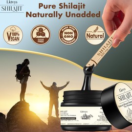 Lktvys Shilajit Pure Himalayan Organic, Shilajit Supplement, Shilajit Resin Enriched with Over 85 Trace Minerals, Boosts Energy and Immune Vitality, Pure Shilajit