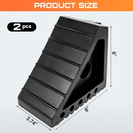 Taifa Rubber Wheel Chocks for Travel Trailers, Heavy Duty RV Wheel Stoppers Tire Chock with Portable Handle for Camper Cars Trucks etc., Black, 2 PCS