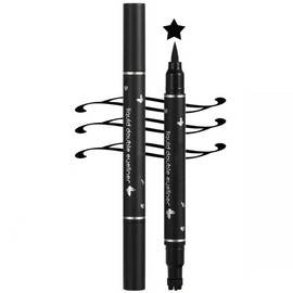 2 in 1 Double-Headed Eyeliner Stamp Winged,Waterproof and Smudge Proof, Perfect Wing Cat Eye Stamp, Long Lasting black Liquid eyeliner pencil, Easy Makeup Liquid Eye Liners For Women Star shaped # 04
