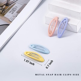 Cptots 20PCS Oval Metal Snap Clips for Women No Slip Small Barrettes for Thin Fine Hair,Matte Blue Yellow Purple Pink