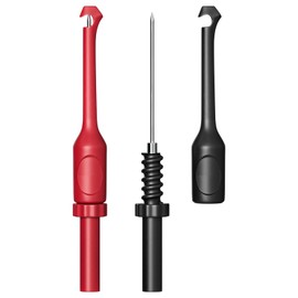 Cleqee 2-Piece Wire Piercing Probe (1mm Tip/4mm Banana Plug) Non-Destructive Safety Pin Type Probe for Automotive Electrical Circuit Diagnosis and Repair, Compatible with Multimeter (Red/Black)