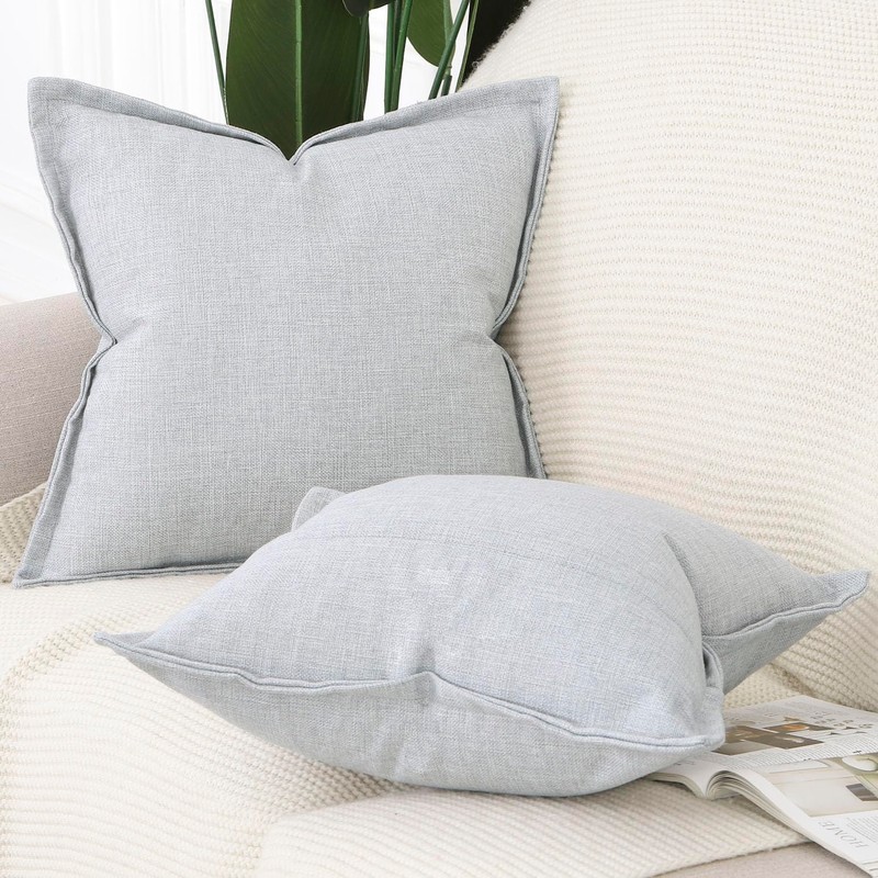 Madizz Set of 2 Linen Cushion Covers with Broad Edge