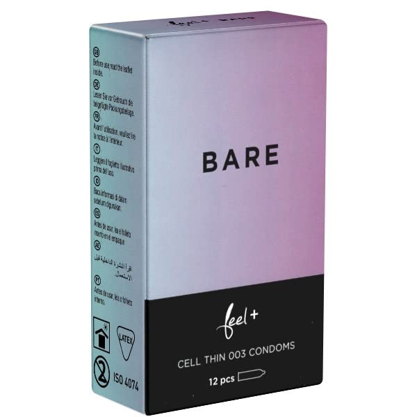 Feel Bare, extremely thin and unnoticeable condoms, only 0.03 mm wall thickness, a feeling of almost complete nudity with maximum protection, 1 x pack of 12