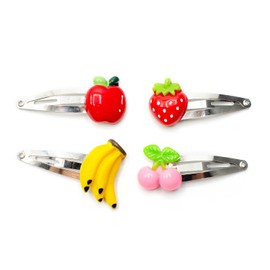 4 pcs Fruit Hairclips Miniblings Fruits Cherry Apple Banana Strawberry - Handmade Fashion Jewerly - Hair Clip Clips