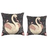 Art Nouveau Swan Wildlife Pattern - Elegant Nature-Inspired Throw Pillow