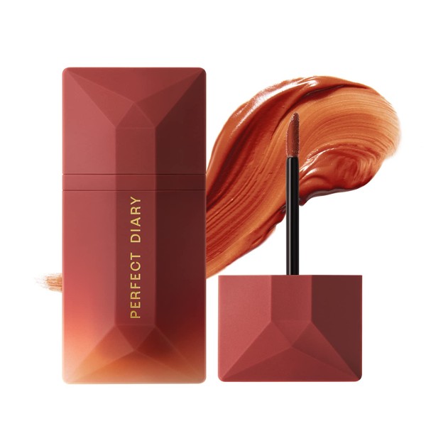 PERFECT DIARY #025 READ ME Lip Tint, Velvet Mat, Red Fox, Yeve, Brevet, Lipstick, Never Fall Out, Color Retention, Red Brown, Lipstick, Highly Colorful, Ruddy Feel, 0.1 oz (4 g)