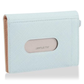 Jill Stuart JSLW3AP1 Pass Case, Gloria, Cowhide Saffiano Leather, Lurex Included, Chain, Commuter Pass Case, Thin, Compact, Simple, Includes Original Charm, Women's, Stylish, Adult Cute, ice blue, One