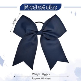 30PCS 8" Large Cheer Bows Blue Cheerleading Bows Girl Hair Bows with Ponytail Holder Bow Hair Ties for Cheerleaders SoftbalCompetition Sports