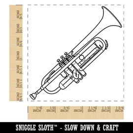 Trumpet Brass Musical Instrument Square Rubber Stamp for Stamping Crafting - 1.75in Medium