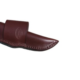 CARL THOMAS LEATHERS Cross draw. Hand Fixed Blade Knife Sheath, Brown Leather, 7 Inches, Made in USA