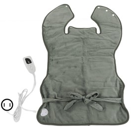 Back Heating Pad Dark Grey Soft Plush Hands Free Design Ergonomic Neck Outline 6 Temperature Adjustment Washable Heating Pad US Plug 110V