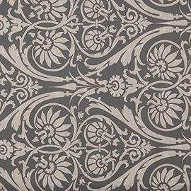 Kt KILOtela - Digital Printed Canvas Fabric – Half Panama 100% Organic Cotton, Oeko-Tex Standard 100 – 100 cm Length x 280 cm Width | Baroque Nostalgia – Grey ─ 1 Metre