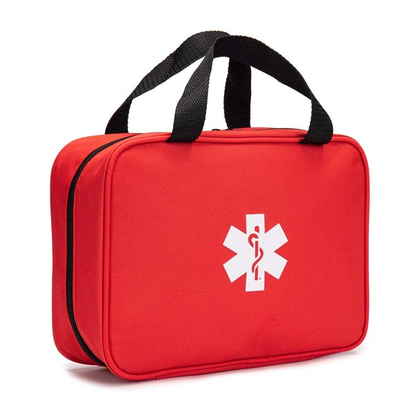 Jipemtra - Bolsa de primeros auxilios vacía de viaje, bolsa de rescate de primeros auxilios, bolsa de emergencia para coche, casa, oficina, cocina, deporte al aire libre (rojo con carpetas)