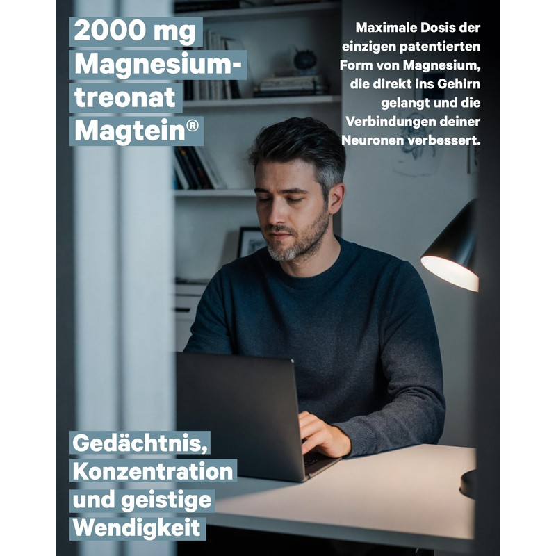 Magnesium L-Threonate with Magtein, High Dose 2000 mg, Laboratory Tested,