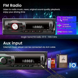 N++A Auto Estereo Bluetooth MP3 Radio Manos Libres FM SD Aux USB Luz Multicolores Reproductor Música De Coche