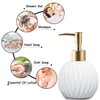 Ceramic Soap Dispenser White with Gold Pump,Modern Design Cylindrical Lotion